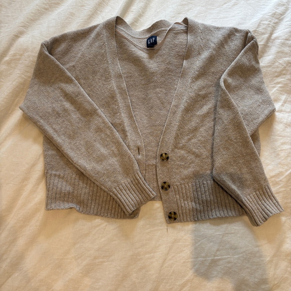 GAP Women's Taupe Button-Front Cardigan